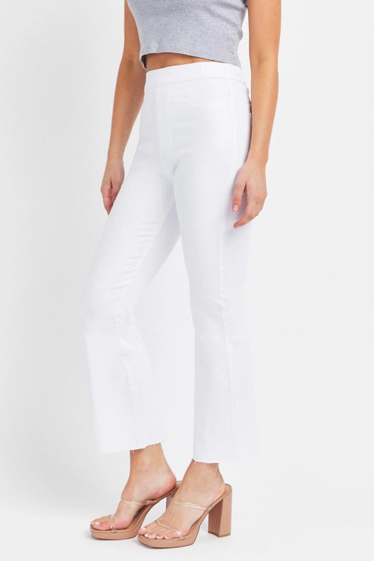 White Lightening High Rise Pull On Crop Flare Jeans