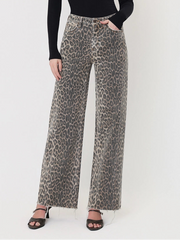 Leopard King High Rise Wide Leg Jeans