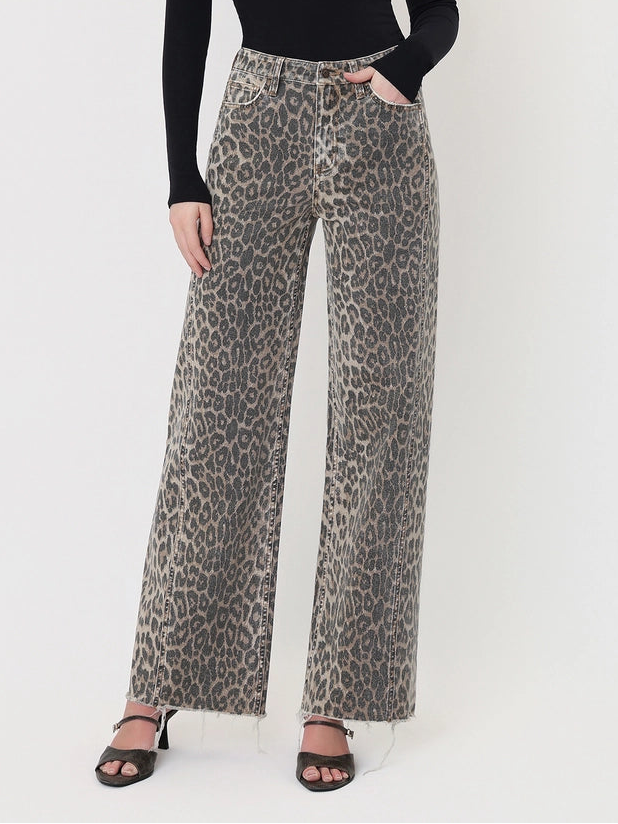 Leopard King High Rise Wide Leg Jeans