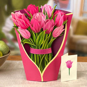 Pink Tulips Pop Up Bouquet Card