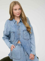Merrick Washed Denim Button Down Shirt Jacket