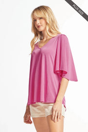 Cali Flutter Sleeve Solid Top