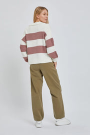 Cadet Rugby Stripe Cable Knit Sweater