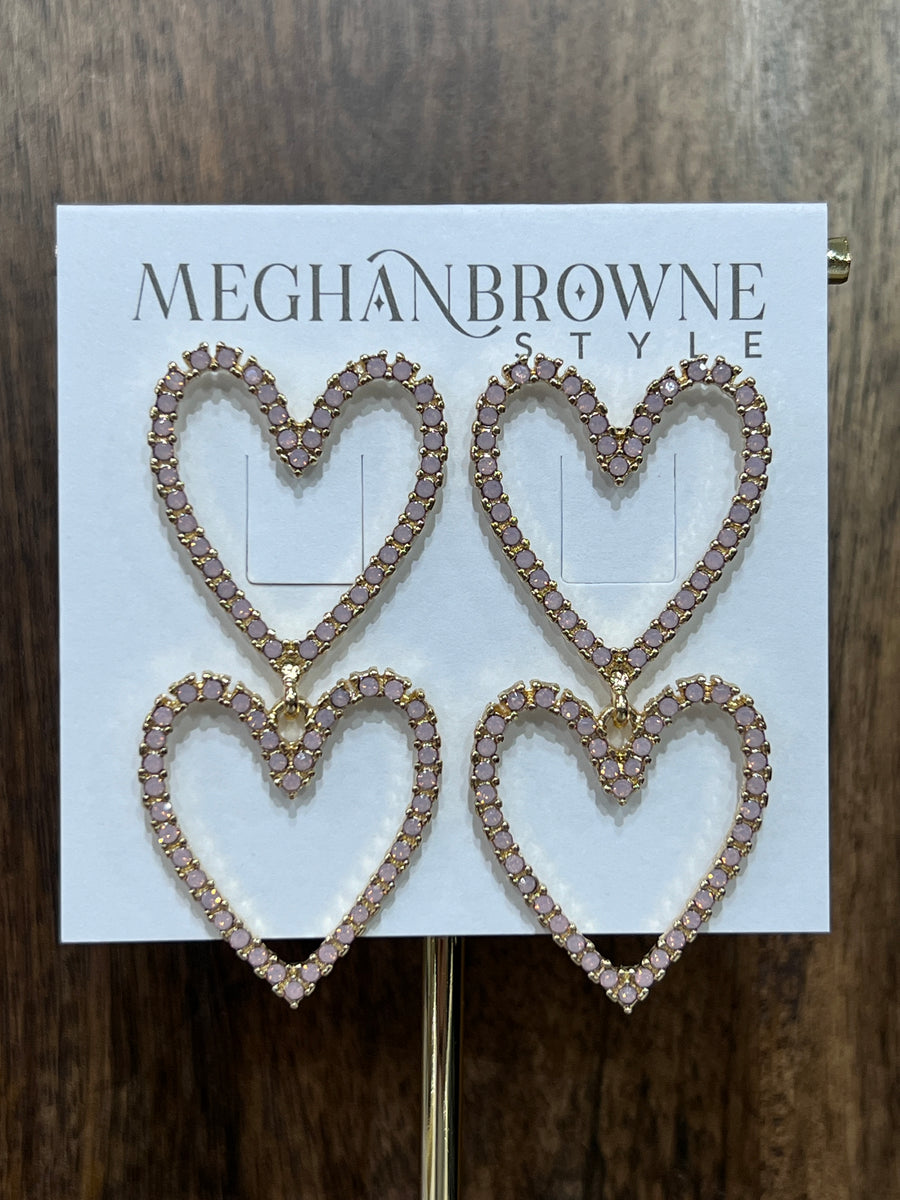 Meghan Browne Pink Hearts Dangle Earrings