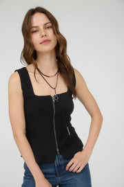 Nikita Fitted Two-Way Zipper Square Neck Bustier Top