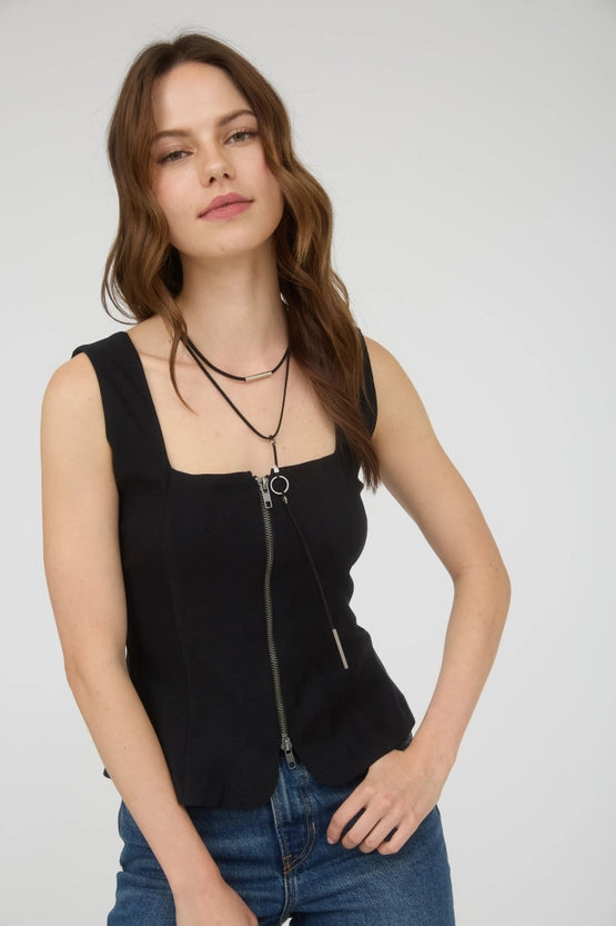Nikita Fitted Two-Way Zipper Square Neck Bustier Top