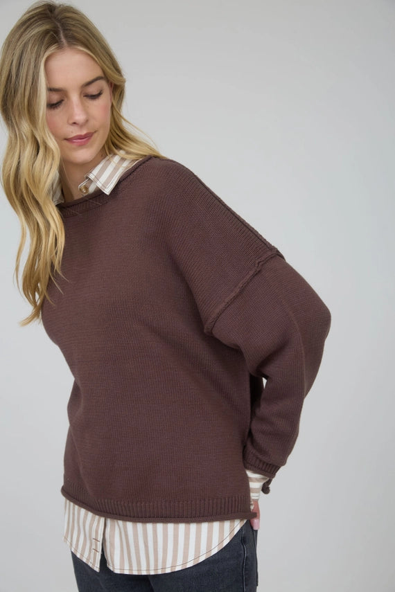 Bridgette Raw Edge Crew Neck Sweater