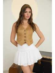 Western Suede Fitted Mini Vest