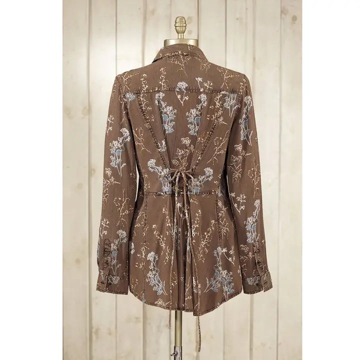 Longfellow Sandwash Floral Button Front Blouse