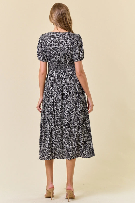 Davinna Ditzy Floral Print Midi Dress