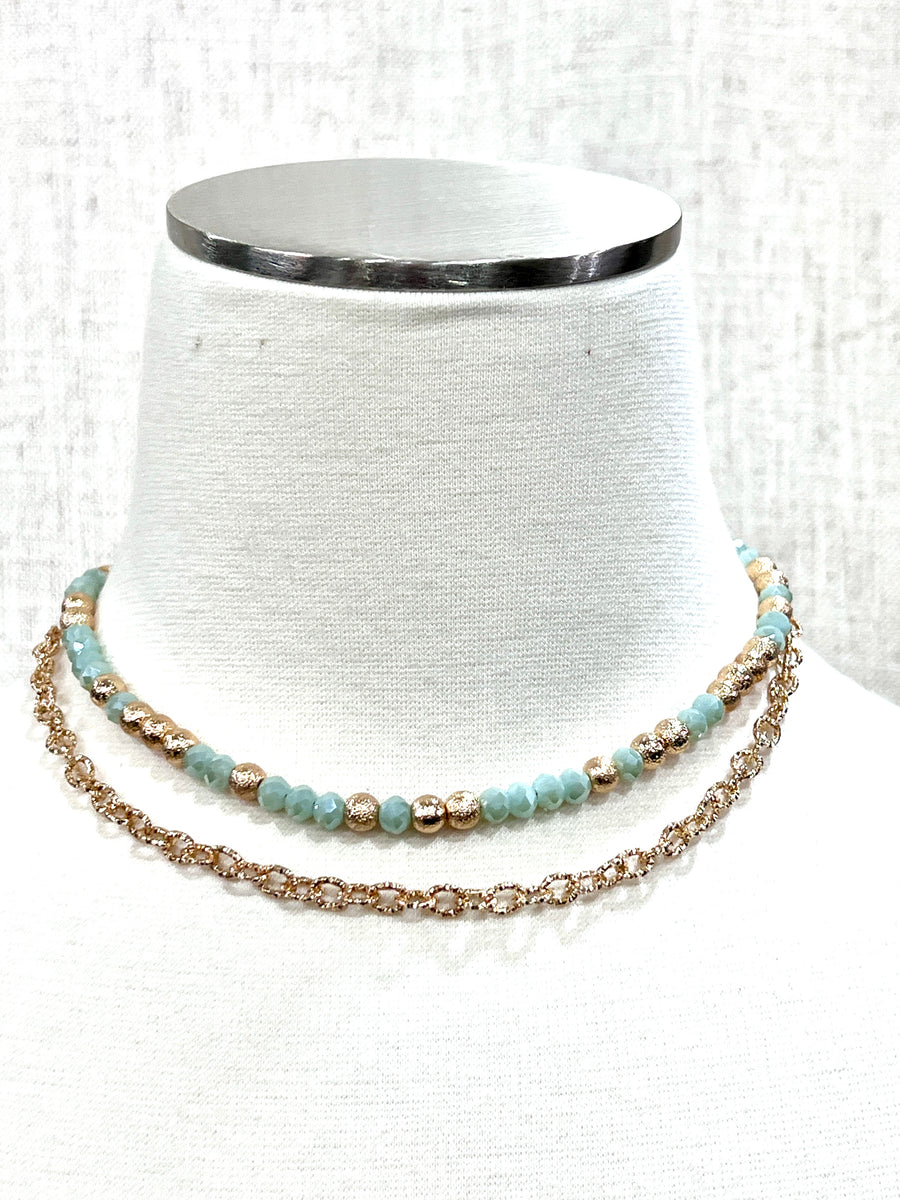 Meghan Browne Demsey Mint Beaded Necklace