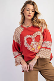 Romance Heart Mixed Patchwork Pullover