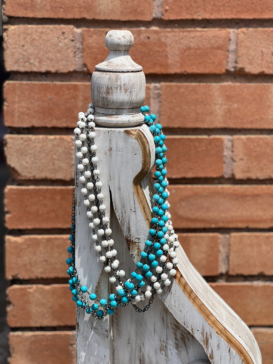 Atakapa Southwestern Turquoise Multi Strand Beaded Necklace