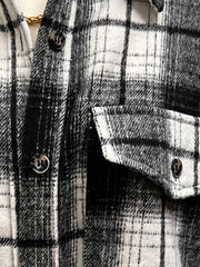 Tonya Brushed Plaid Button Front Shacket Shirt Jacket