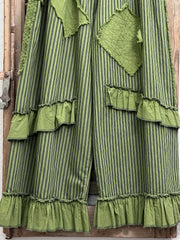 Jaded Gypsy Olive Stripe Ruffles N' Lace Crop Pants