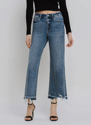 Poison Super High Rise Wide Leg Destroyed Crop Jeans