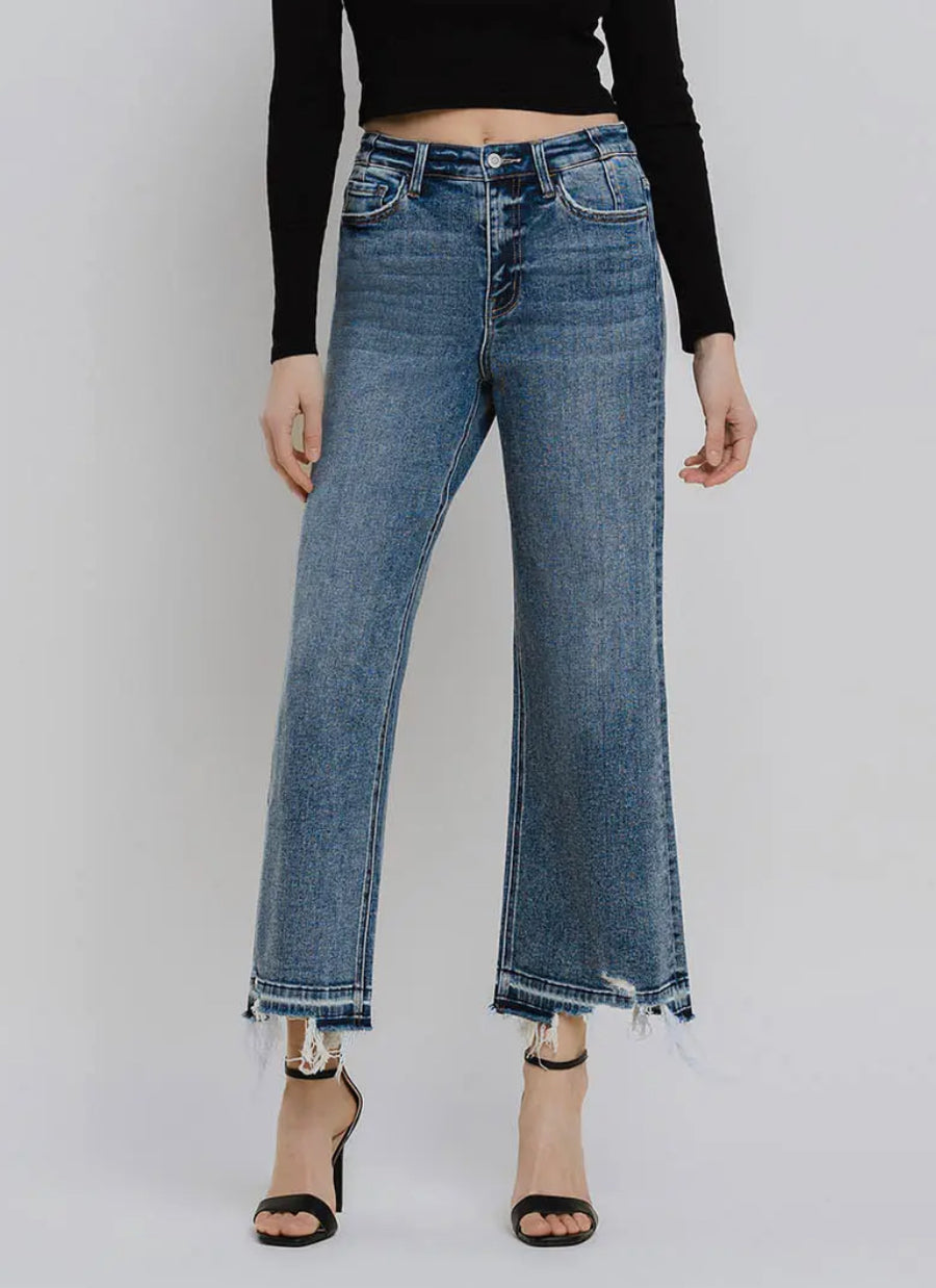 Poison Super High Rise Wide Leg Destroyed Crop Jeans