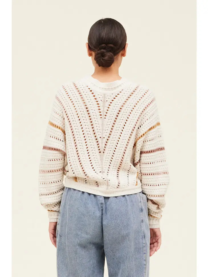 Layne Multicolor Bias Stripe Sweater with Dolman Sleeves