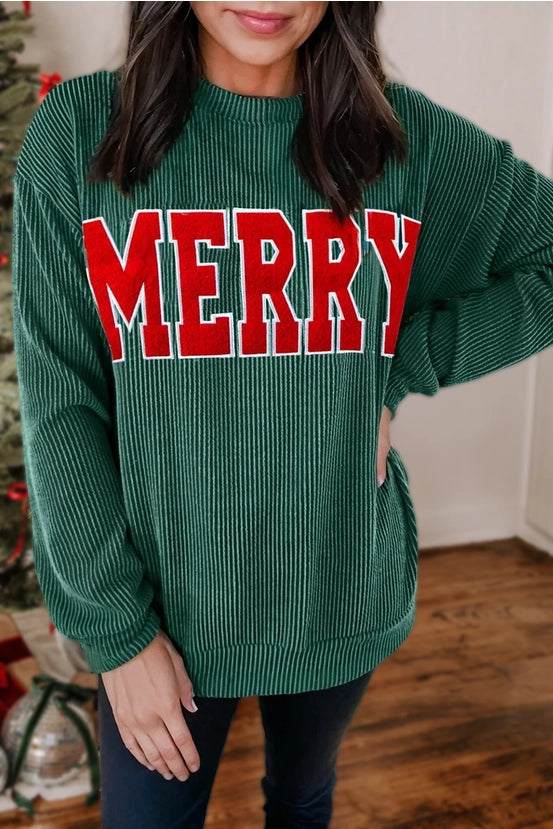 MERRY Embroidered Applique Long Sleeve Top