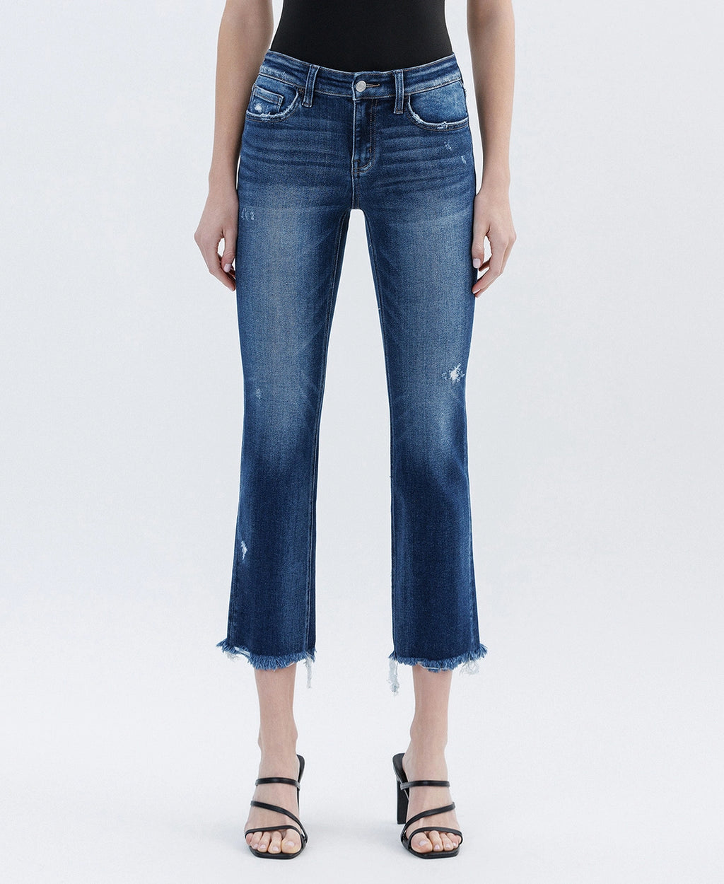 Low Rider Low-Rise Uneven Raw Hem Slim Straight Cropped Jeans – The ...