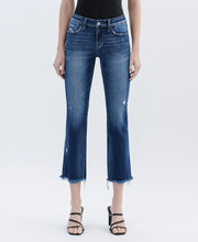 Low Rider Low-Rise Uneven Raw Hem Slim Straight Cropped Jeans
