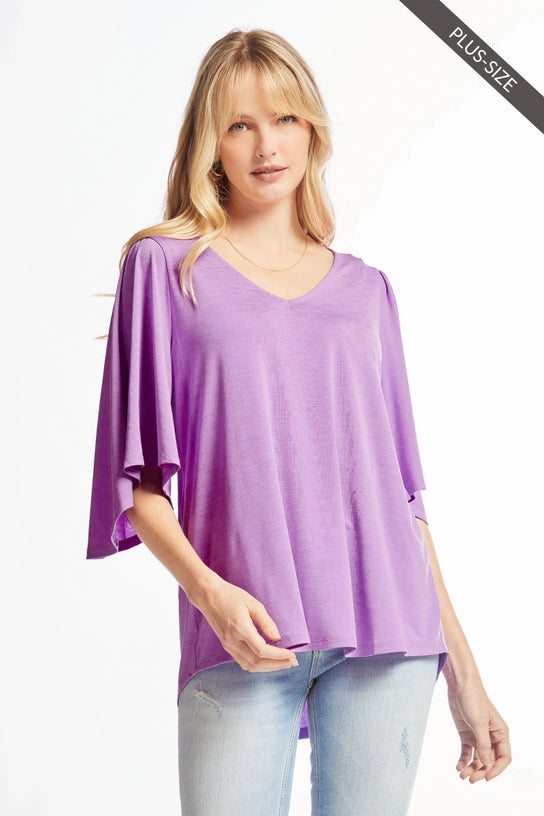 Cali Flutter Sleeve Solid Top