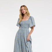Madge Floral Flutter Sleeve Midi Dress