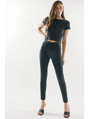 Jagger High Rise Coated Ankle Skinny Black Denim Jeans