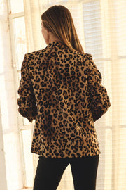 Blazing Leopards! Print Blazer with Pleated Sleeves