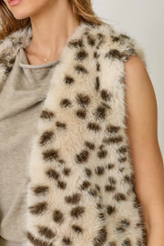 Snow Leopard Faux Fur Minky Vest