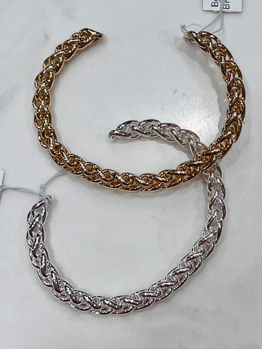 Box-Braided Metal Cuff Bracelet