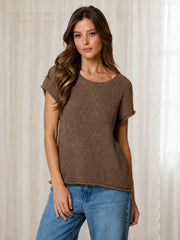 Perry Crew Neck Short Cap Sleeve Sweater