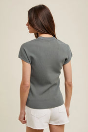 Amber Cap Sleeve Scoop Neck Fitted Sweater