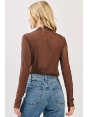 Sheer Mesh Studded Long Sleeve Top