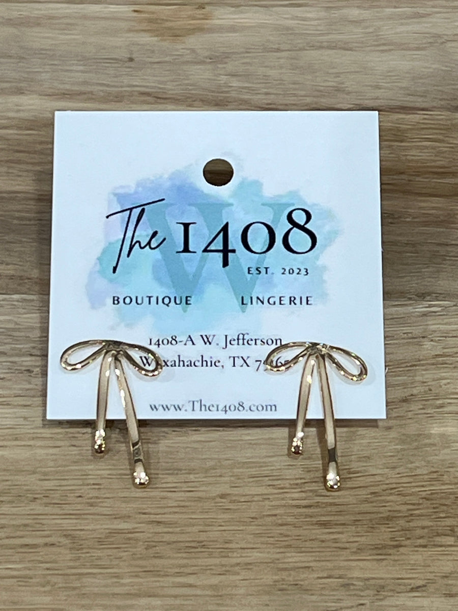 Gold Bows Stud Earrings