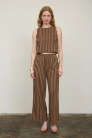 Minda Striped Linen Henley Top and Pants Set