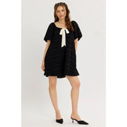 Bellamarie Textured Dress Bow-Tie Front Mini Dress
