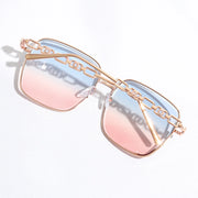 Top Gun II Colorful Lenses Gradient Aviator Sunglasses with Chain Detail
