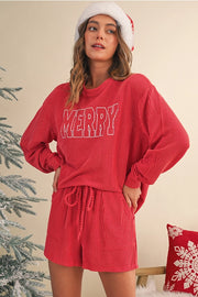 MERRY Long Sleeve Top and Shorts Set