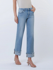 Blondie Mid Rise Cuffed Slim Wide Leg Jeans