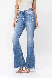 Groovy High Rise Panel Flare with Uneven Waist Jeans