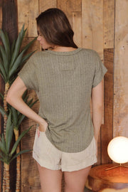 Ryanne V-Neck Short Sleeve Sweater Knit Top