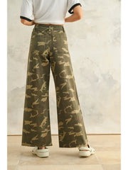 Military Wide Leg Olive Camo Pants