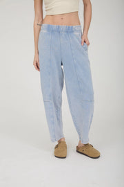 Kodi Mineral Washed Elastic Waist Barrel Jogger Pants