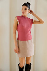 Patterson Mock Neck Ruffle Sleeve Sweater Knit Top