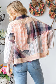 Augustine Mixed Plaid Button Down Shirt Top