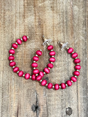 Wooden Beaded Hoop Earrings