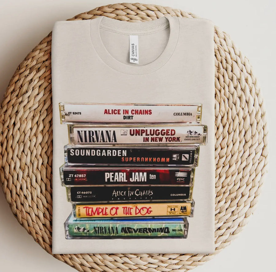 90's Bands Cassette Tapes Graphic Tee