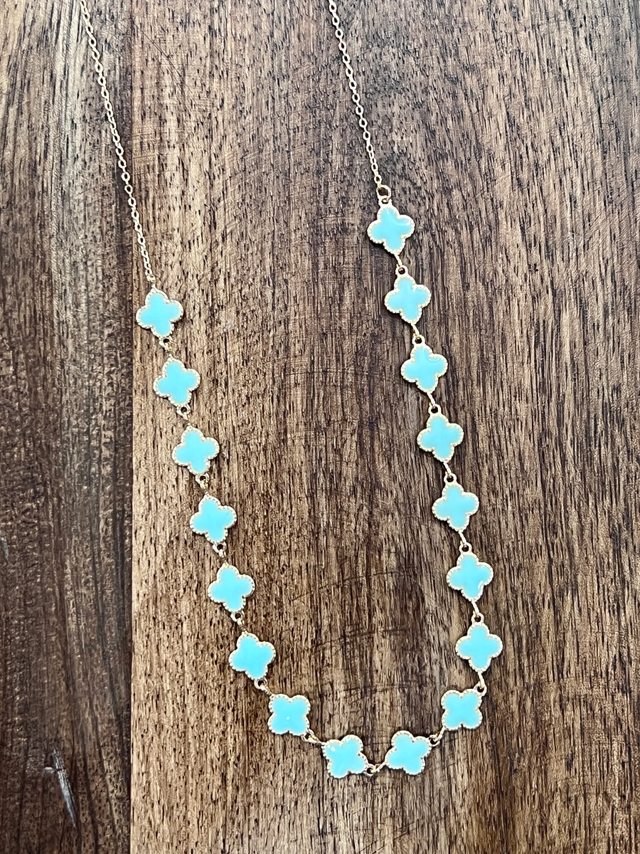 Nalla Aqua Mini Clover Necklace