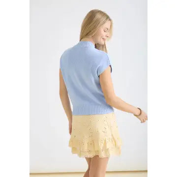 Tricia Mock Neck Short Sleeve Sweater Top